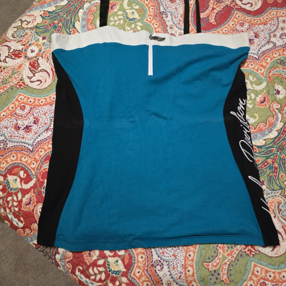 Harley-Davidson Women's Teal, Black, and White Tank Top